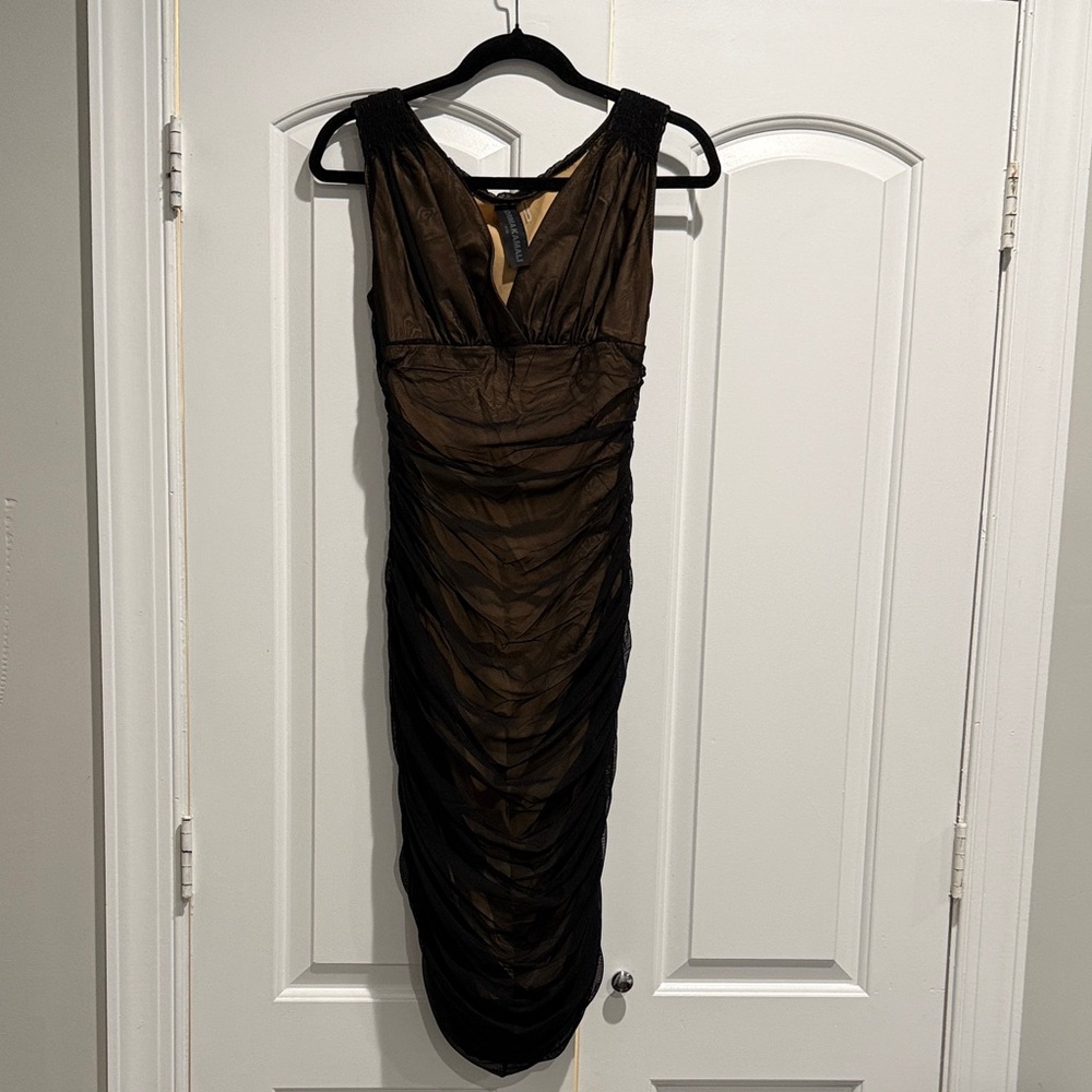 Norma Kamali Black and Nude Cocktail Dress